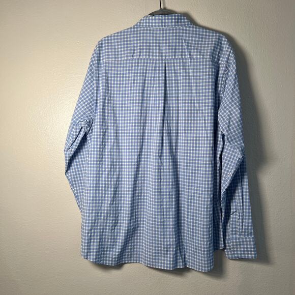 Vineyard Vines On-The-Go Performance Large L/S Button Down - Blue + White Check - Picture 4 of 7